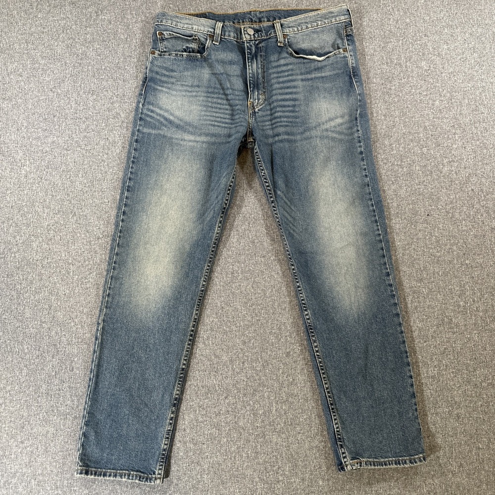 Levi's 502 Regular Fit Jeans Mens 36x32 Blue Medium Wash Denim Distressed Fade